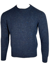 INIS MEAIN DONEGAL WOOL/CASHMERE CREW NECK SWEATER - PRUSSIA