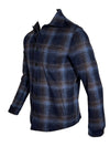 MAURIZIO BALDASSARI WOOL JERSEY PLAID OVERSHIRT - BLUE NIGHTS