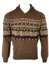 HARLEY OF SCOTLAND SHETLAND FAIRISLE SHAWL SWEATER - MOORIT