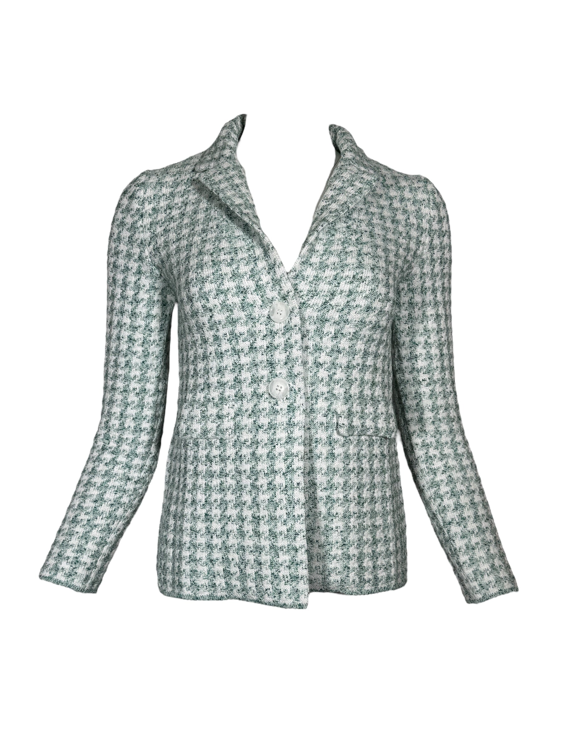 AMINA RUBINACCI HOUNDSTOOTH CHECK JACKET - SPRING GREEN