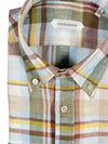 GUGLIELMINOTTI LINEN SHIRT - LIGHT BLUE/BROWN PLAID