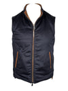 DEL VECCHIO MEN'S SUEDE & CASHMERE REVERSIBLE VEST - CHESTNUT/NAVY