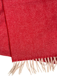 ALAN PAINE KINROSS CASHMERE HERRINGBONE SCARF - SCARLET
