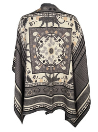 FRANCO FERRARI LEOPARD WOOL CAPE - GREY