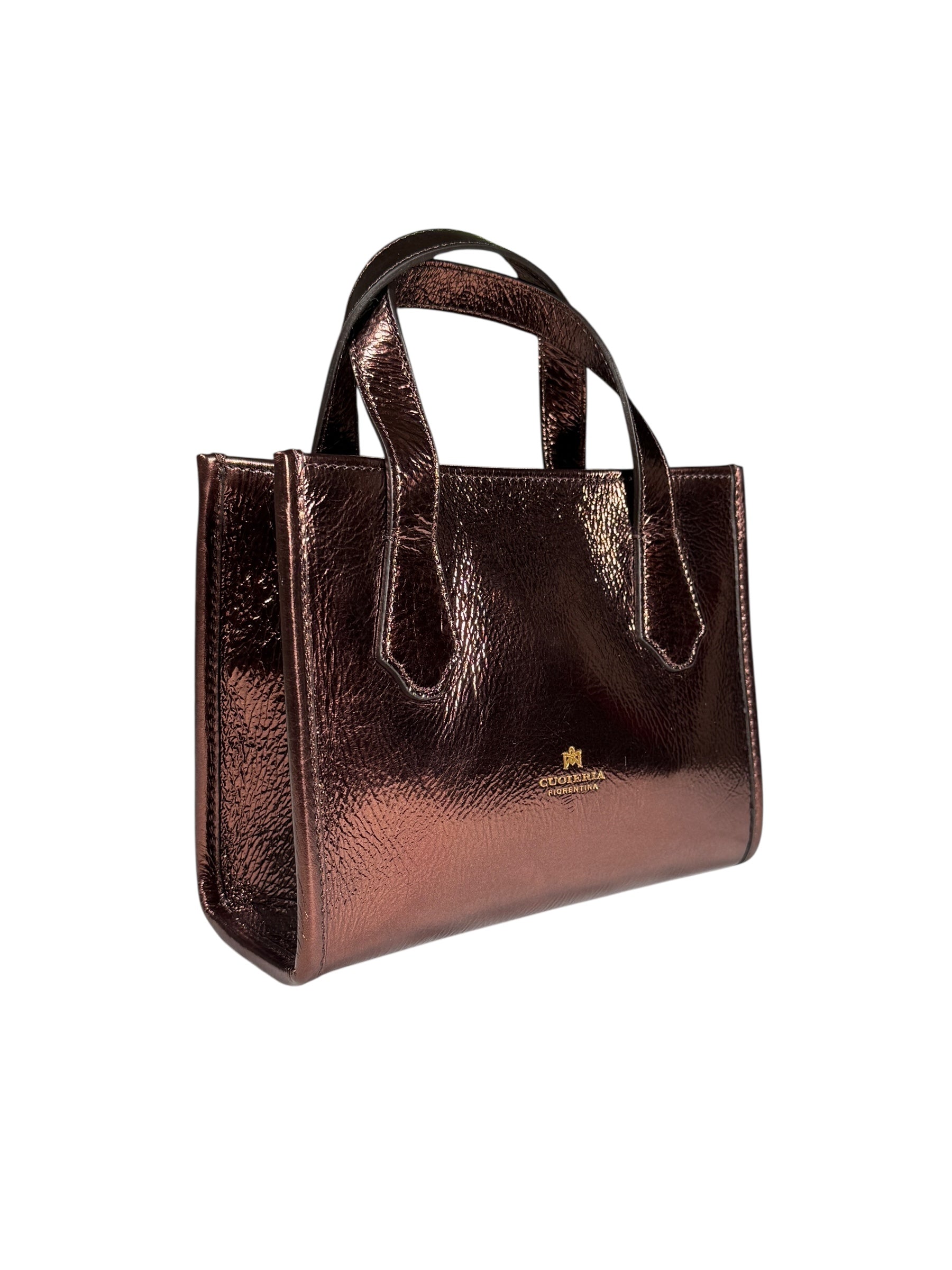 CUOIERIA FIORENTINA DORA SMALL TOTE - METALLIC CHOCOLATE