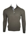 BUTTON DOWN 4-BUTTON TIPPED SWEATER - OLIVE