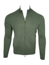 BUTTON DOWN WOOL/CASHMERE FULL ZIP SWEATER - GREEN