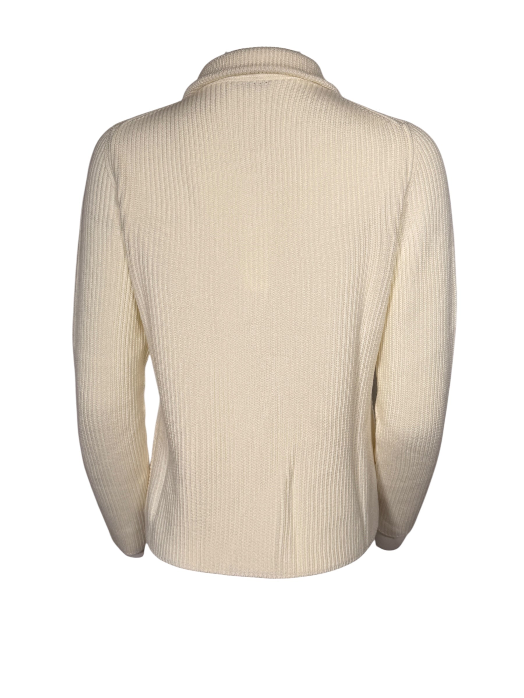 HUBERT GASSER HORIZONTAL RIB CARDIGAN - WINTER WHITE