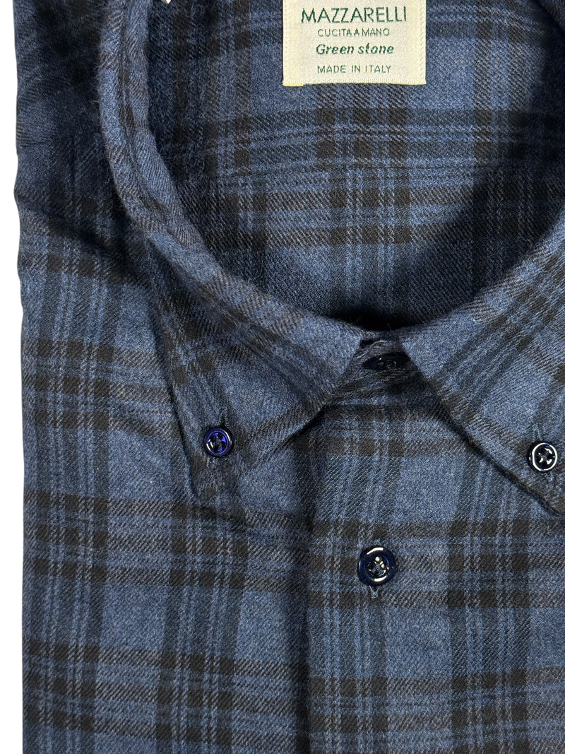 MAZZARELLI SPORT SHIRT - NAVY/DARK BLUE TRIPLE CHECK