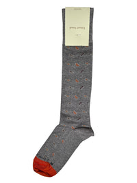 EDWARD ARMAH MEN'S SOCK - GREY/ORANGE PIN NEAT MELANGE