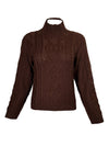 REPEAT CABLE MOCK NECK SWEATER - BROWN