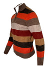 ALAN PAINE LYNDHURST 1/4 ZIP STRIPE SWEATER - TOBACCO