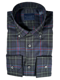 CALDER CARMEL MEN'S BLACKWATCH PLAID SHIRT - NAVY/OLIVE