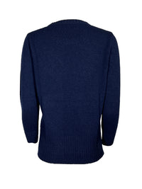 KANGRA CASHMERE/MERINO DROP BACK SWEATER - NAVY