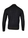 PERU UNLIMITED 1/4 ZIP SWEATER WITH LEATHER TRIM - BLACK/CHOCOLATE