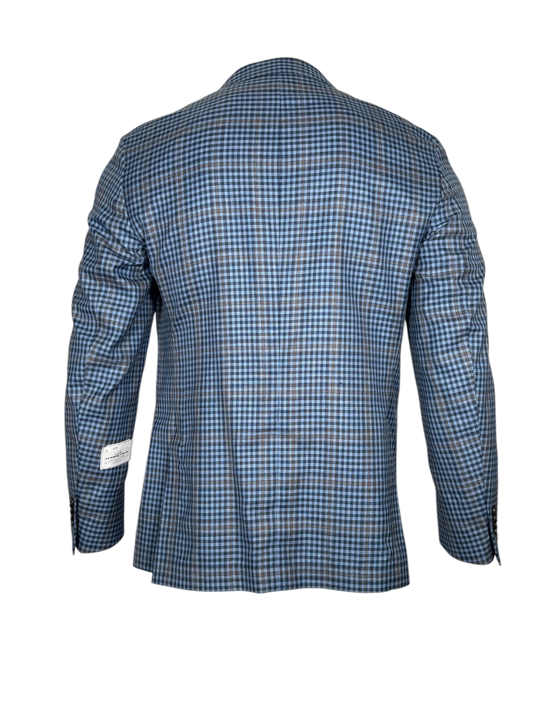 OARS & OLD IVY WOOL BLEND SPORT COAT - BLUE/TAN CHECK