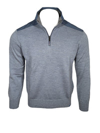 PAUL & SHARK TYPHOON COOL TOUCH WOOL 1/4 ZIP MEN'S SWEATER WITH NYLON TRIM - LIGHT BLUE