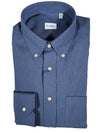 GALLIA MEN'S SHIRT - NAVY MICRO HOUNDSTOOTH