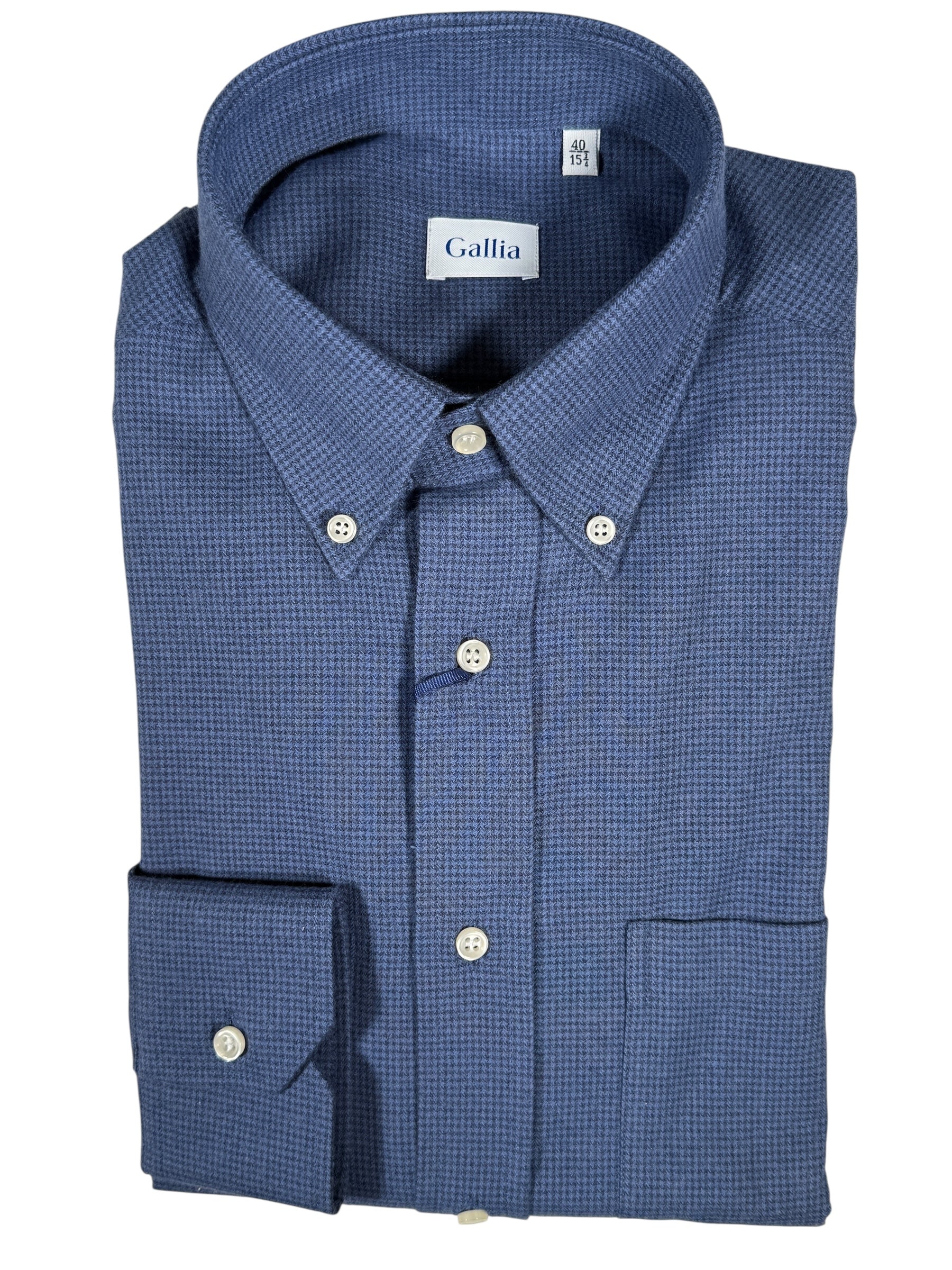 GALLIA MEN'S SHIRT - NAVY MICRO HOUNDSTOOTH