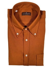 BUTTON DOWN SPORT SHIRT - BRUSHED COTTON/WOOL RUST