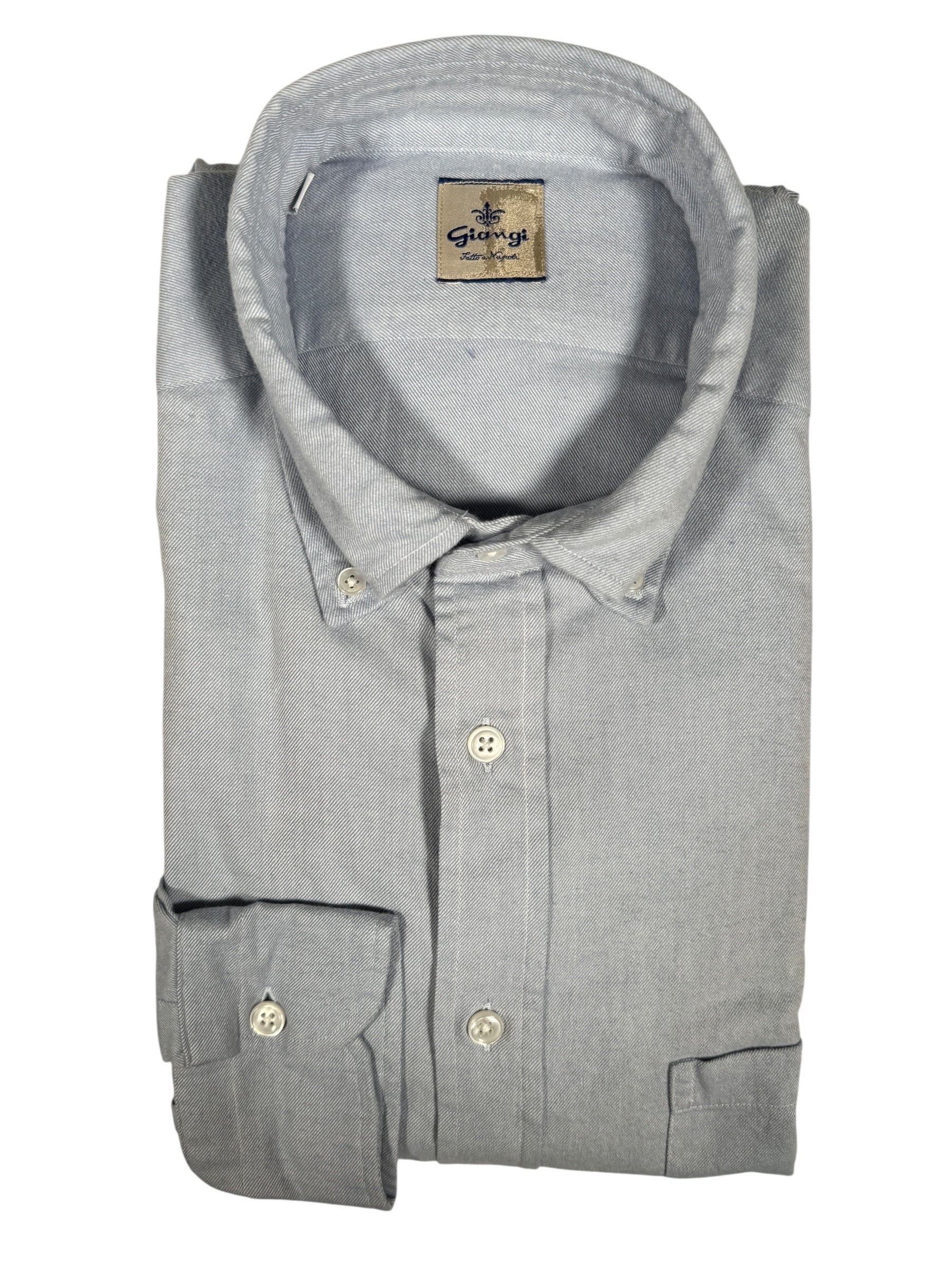 GIANGI NAPOLI MEN'S SHIRT - SOLID LIGHT BLUE FLANNEL