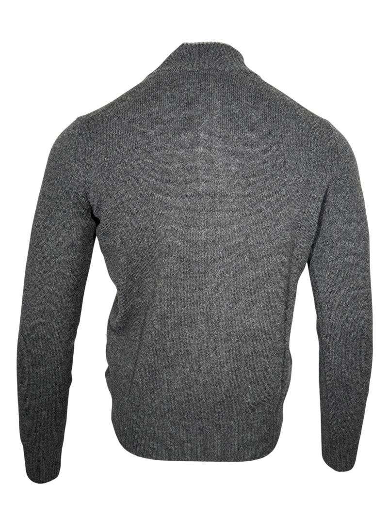 BUTTON DOWN 4-BUTTON TIPPED SWEATER - CHARCOAL