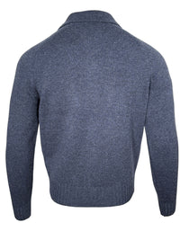 BUTTON DOWN MERINO CARDIGAN - DARK DENIM