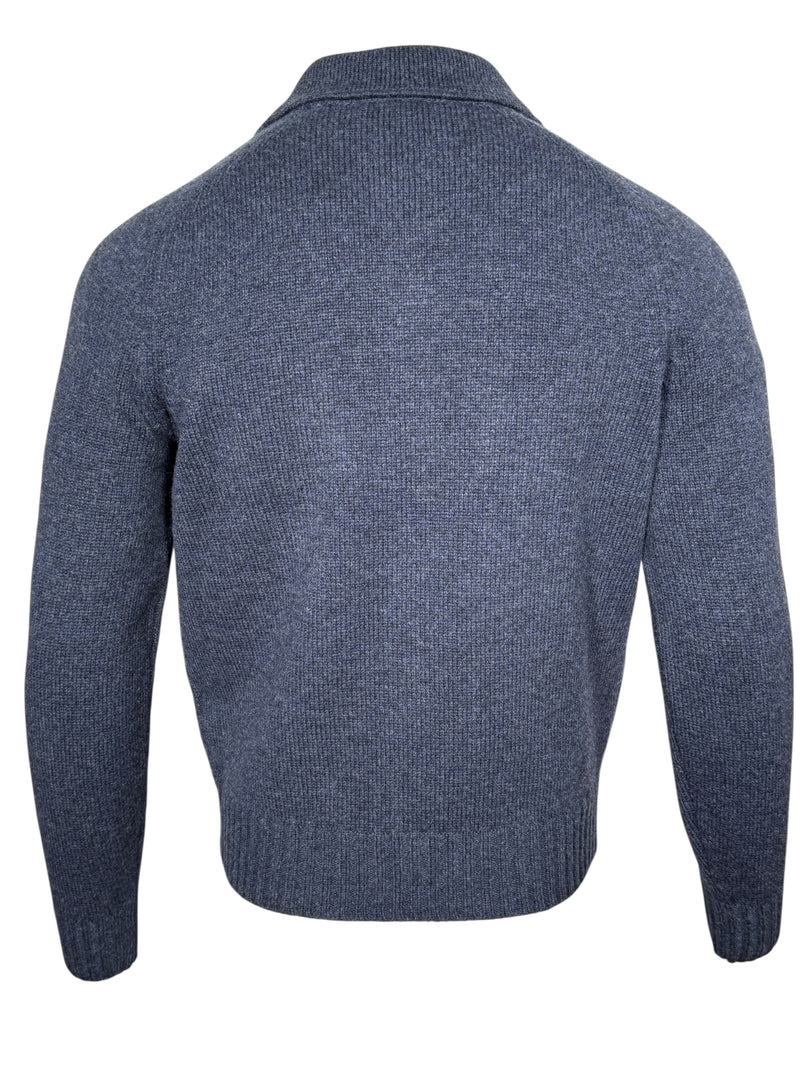 BUTTON DOWN MERINO CARDIGAN - DARK DENIM