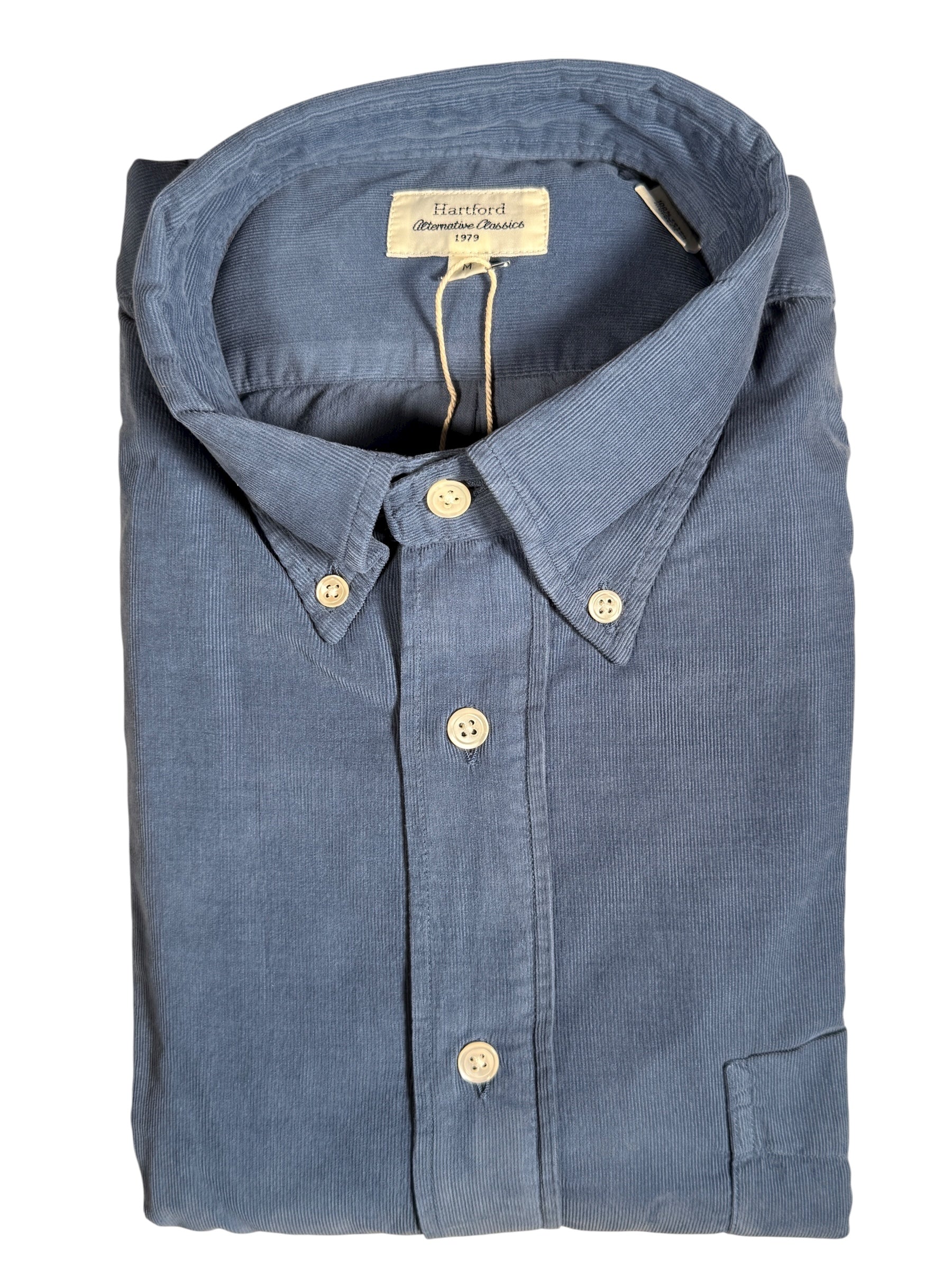 HARTFORD MEN'S CASUAL CORDUROY SHIRT - COBALT