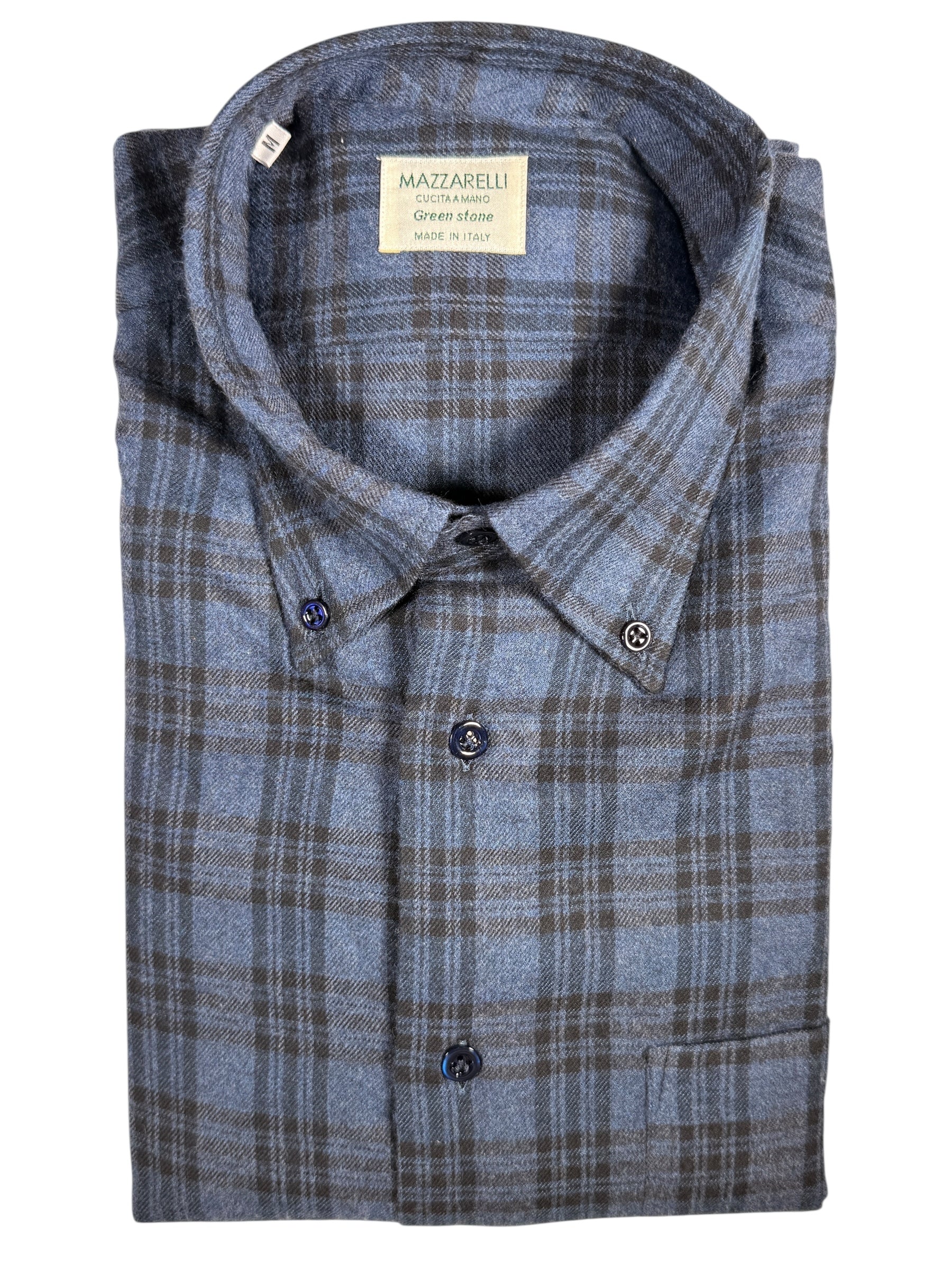 MAZZARELLI SPORT SHIRT - NAVY/DARK BLUE TRIPLE CHECK