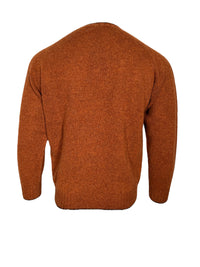 HARLEY OF SCOTLAND TIPPED SHETLAND WOOL SWEATER - CAROB/AMBER