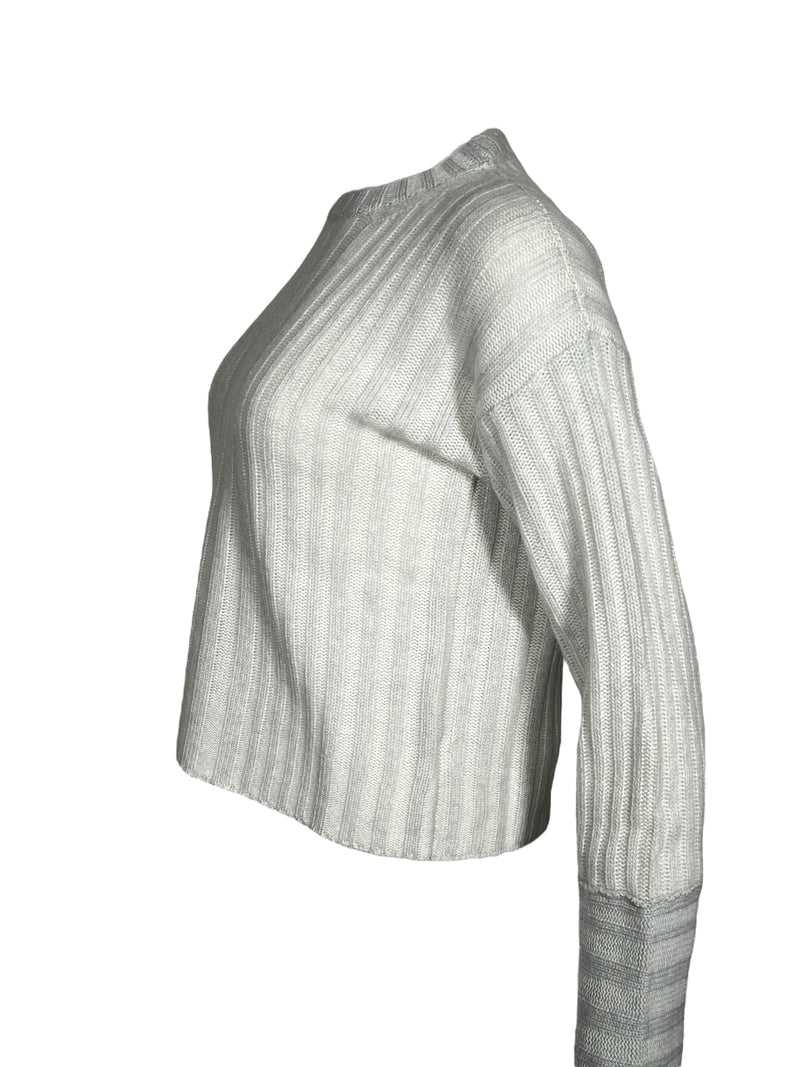 PANICALE CASHMERE PLATED RIBBED SWEATER - FOG