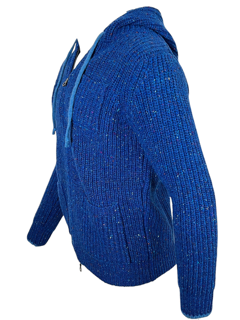 CORGI SUMMIT HOODED SWEATER - DEEP BLUE/COBALT MIX