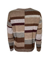 REPEAT MULTI STRIPE CREW NECK SWEATER - BROWN