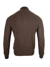 FEDELI CASHMERE BICOLOR 1/4 ZIP SWEATER - FONDENTE/BLUE SCURO