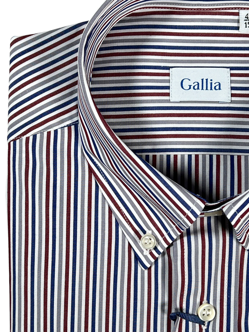 GALLIA MEN'S SHIRT - RED/BLUE/TAN STRIPE