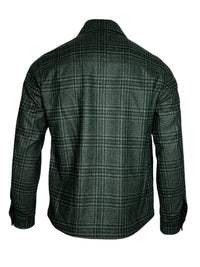 MAURIZIO BALDASSARI WOOL/SILK PLAID OVERSHIRT - FOREST NIGHT