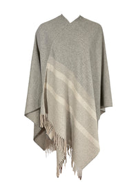 D.EXTERIOR FRINGED CAPE - GREY MIX