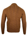 LUCIANO BARBERA CABLE FULL-ZIP SWEATER - VICUNA