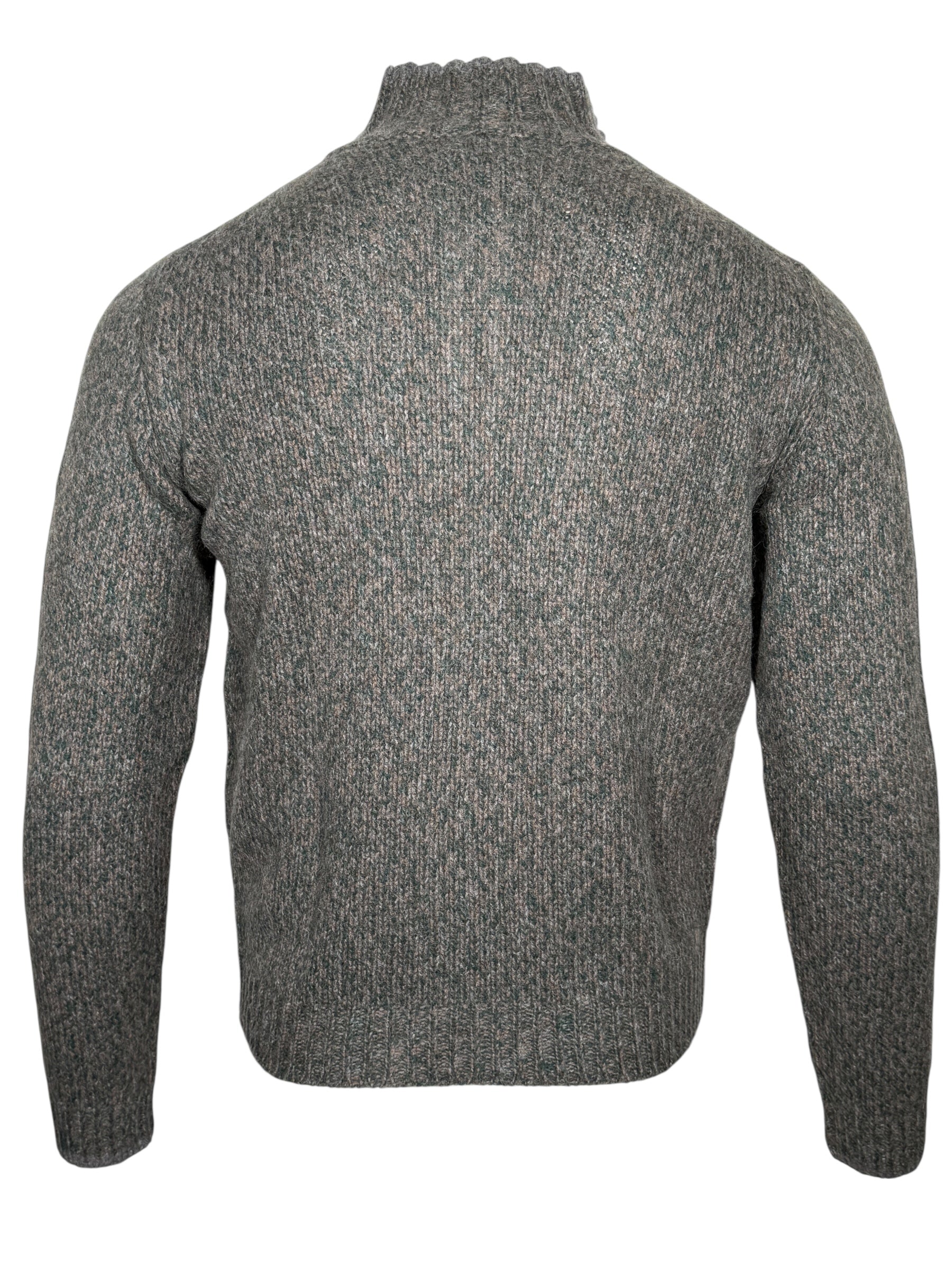 FEDELI BABY ALPACA 1/4 ZIP SWEATER - OLIVE & TAN MIX