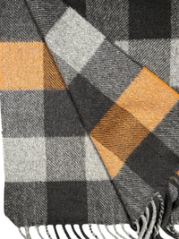 ALAN PAINE STRONE CASHMERE CHECK SCARF - BROWN
