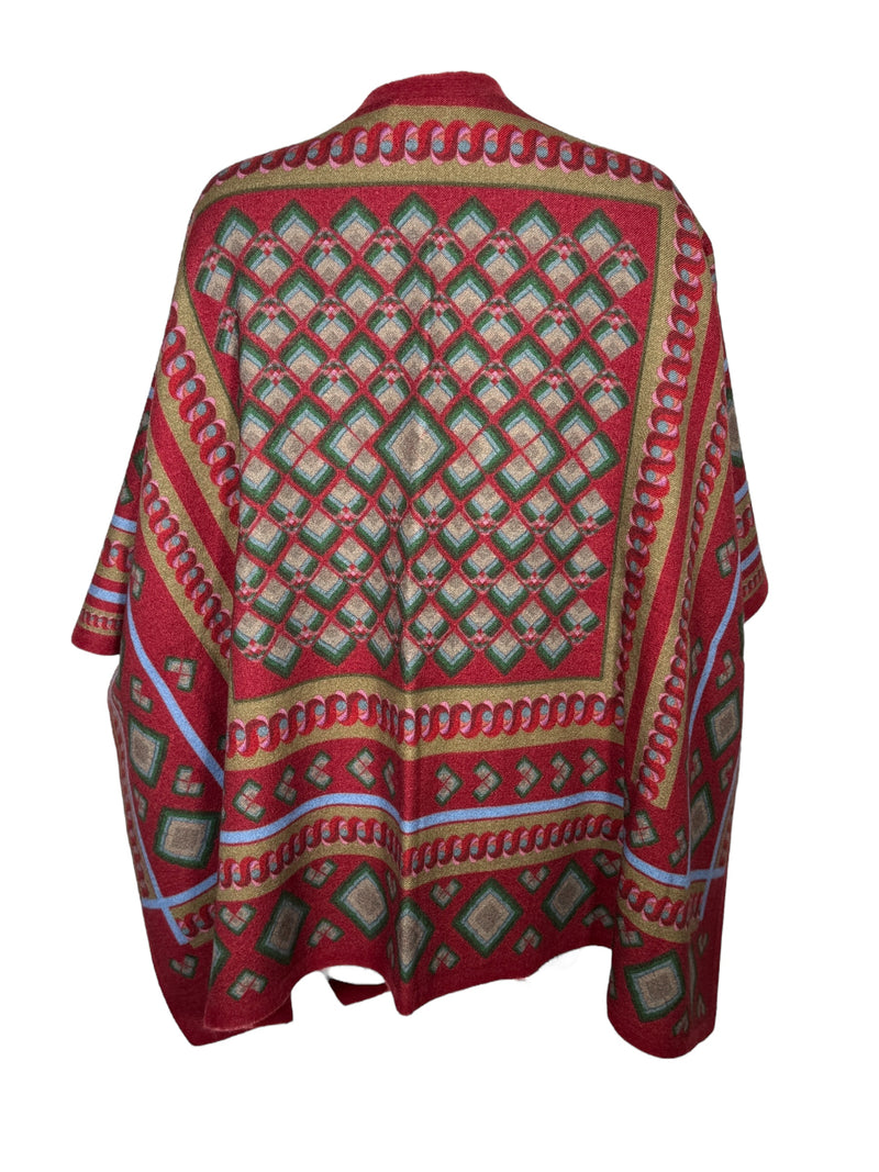 FRANCO FERRARI DIAMONDS WOOL CAPE - MERLOT