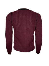 REPEAT CASHMERE RIB CARDIGAN - MERLOT