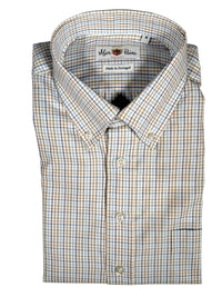 ALAN PAINE CLASSIC FIT SHIRT - BLUE/TAN/GREEN CHECK