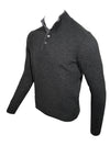 BUTTON DOWN 4-BUTTON TIPPED SWEATER - CHARCOAL