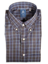 FINAMORE 1925 SHIRT - BRUSHED TWILL GREY/BLUE CHECK