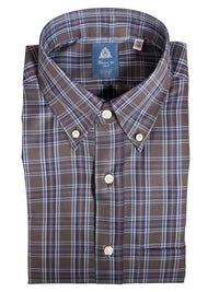 FINAMORE 1925 SHIRT - BRUSHED TWILL GREY/BLUE CHECK