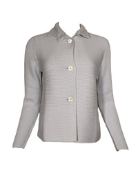 HUBERT GASSER HORIZONTAL RIB CARDIGAN - PALE BLUE
