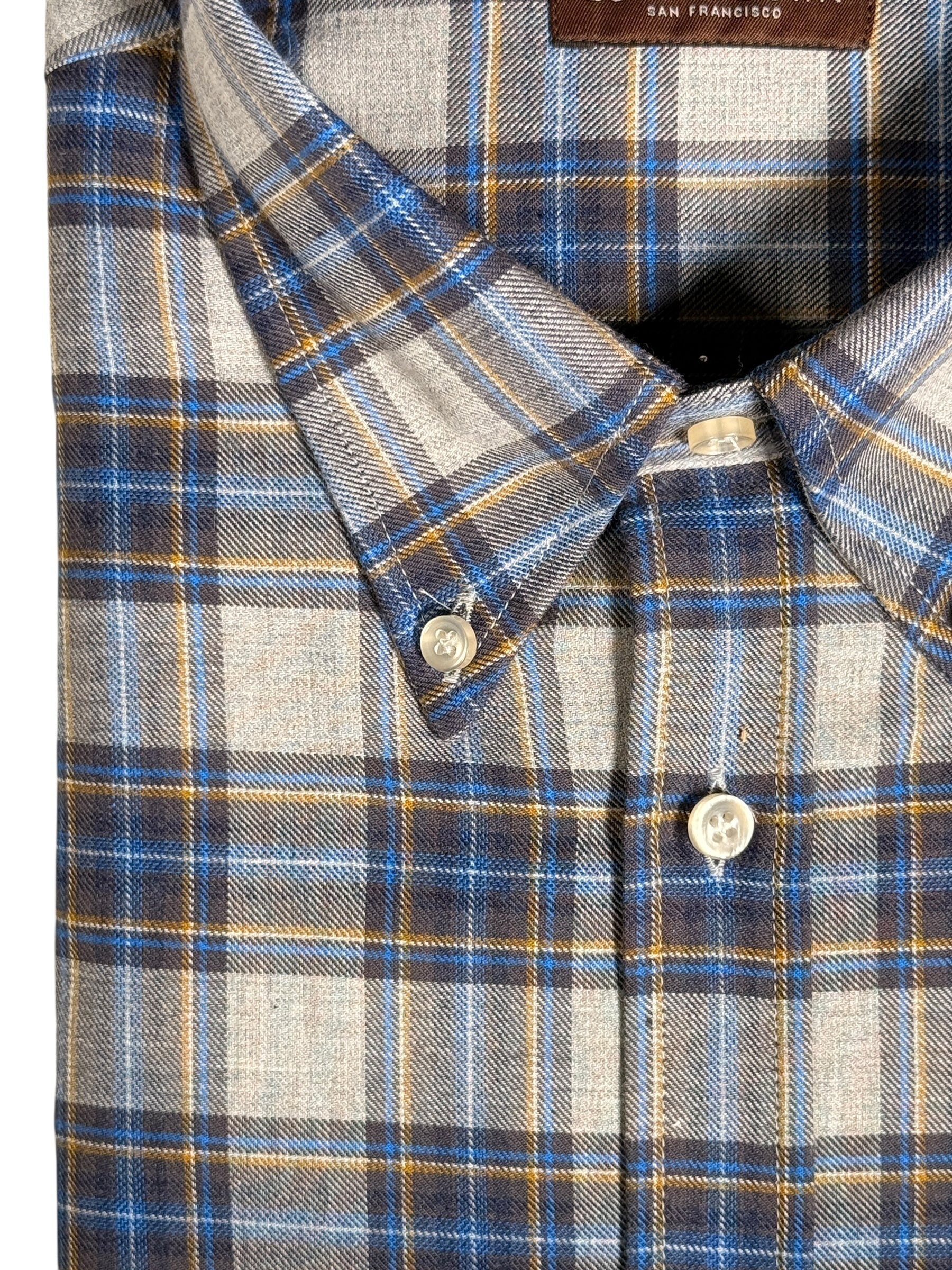 BUTTON DOWN SPORT SHIRT - NAVY/GREY PLAID