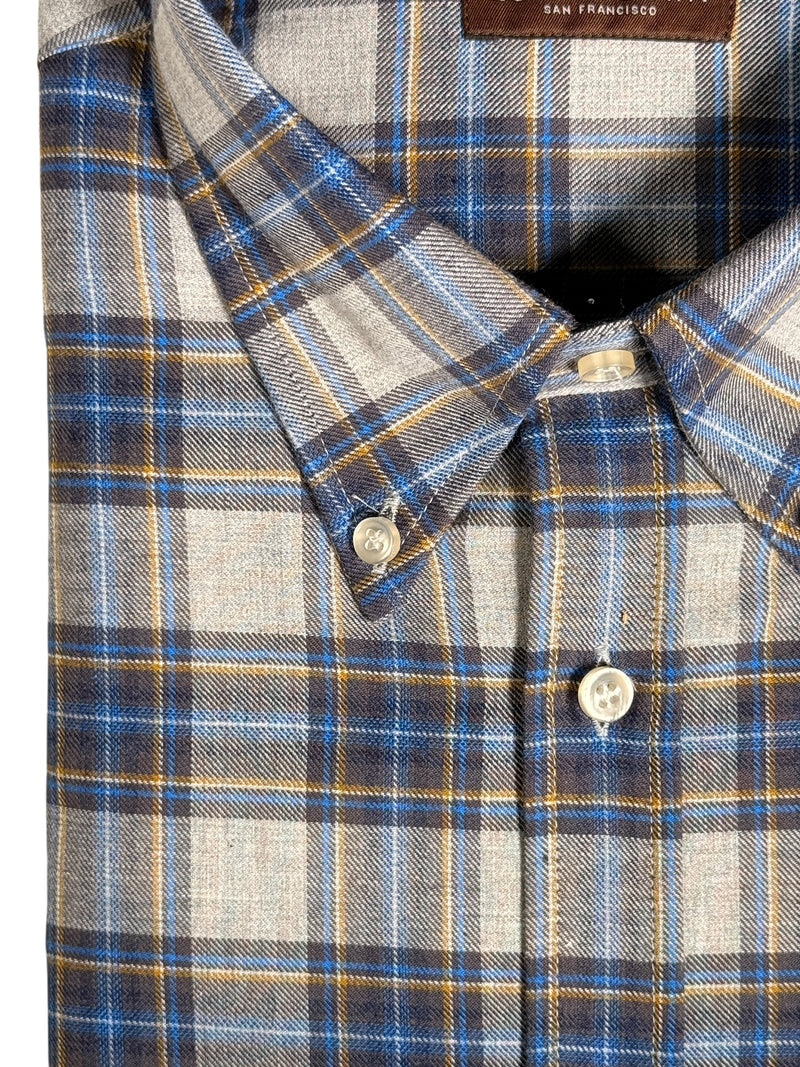 BUTTON DOWN SPORT SHIRT - NAVY/GREY PLAID